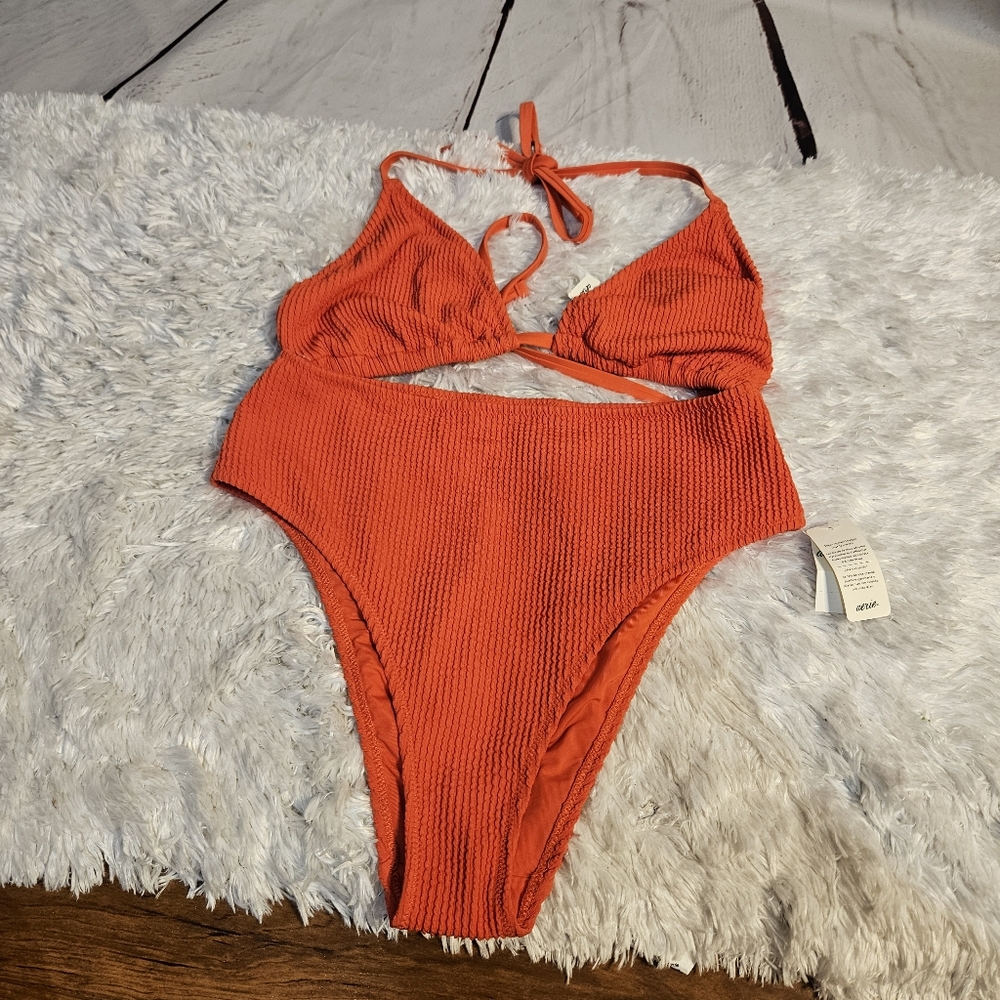 Aerie Orange Halter Swimsuit NWT